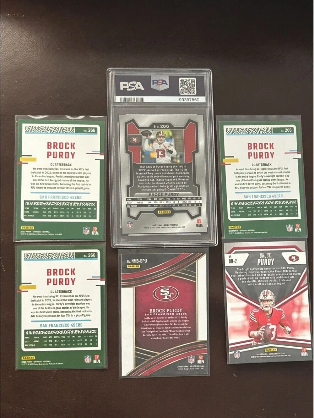 2023 Niners Brock Purdy Panini Prizm GEM MINT PSA 10 #266 + Red Press Proof